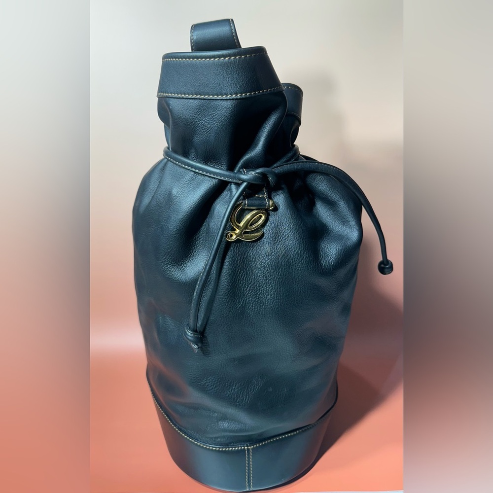 LOEWE Calfskin Leather Drawstring Backpack/SlingBag. 2000s Vintage